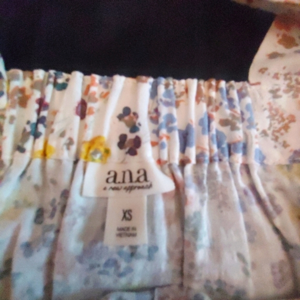 Women's a.n.a. Floral Top Bow Tie Straps Size XS Retro 70's looking - Picture 5 of 7